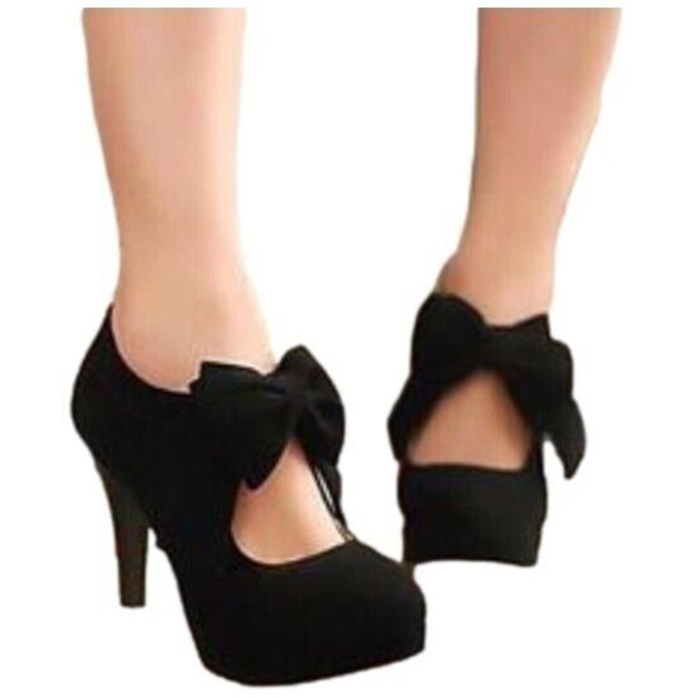 Gianni Bini Aribella Black Suede Bow Pumps Heels Booties Shoes in Box Size 6.5